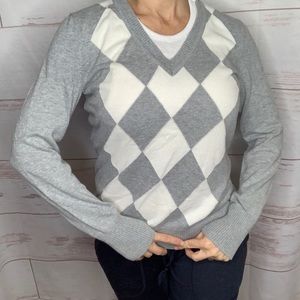 OLD NAVY ARGYLE Y2K LONG SLEEVE PREPPY SWEATER